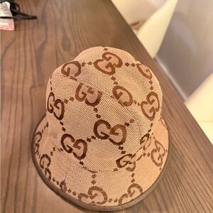 Gucci Brown and Tan Monogram Hat
